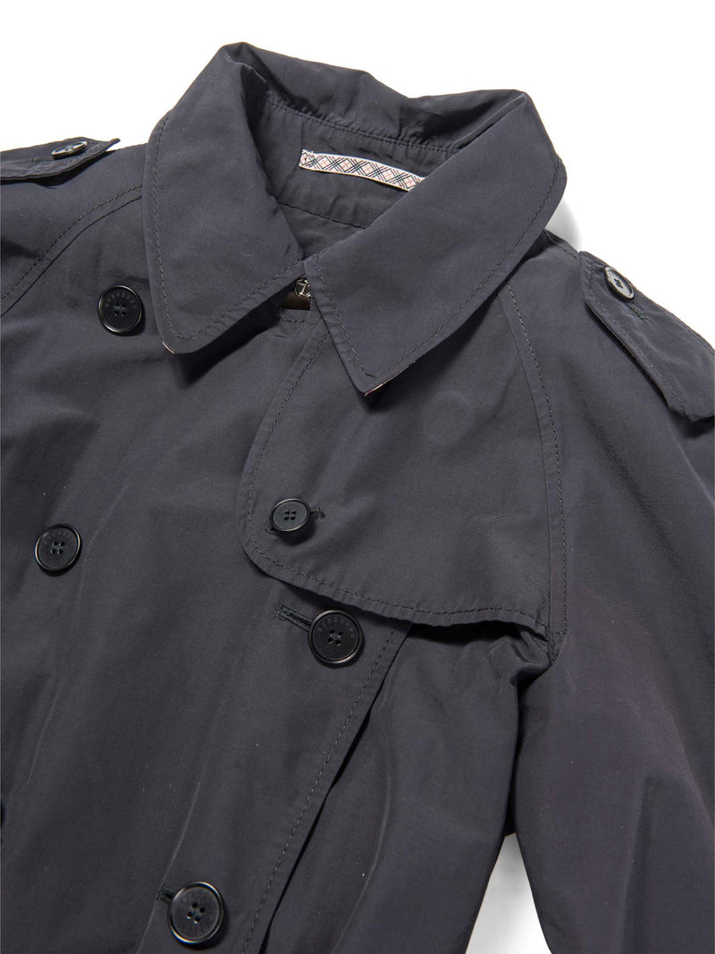 Burberry House Check Wool Lined Trench Coat Black-designer resale