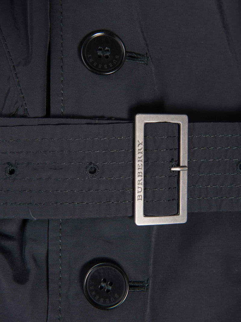 Burberry House Check Wool Lined Trench Coat Black-designer resale