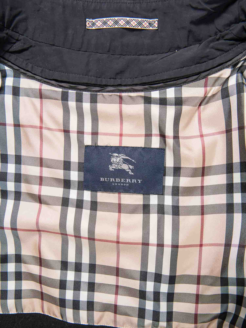 Burberry House Check Wool Lined Trench Coat Black-designer resale