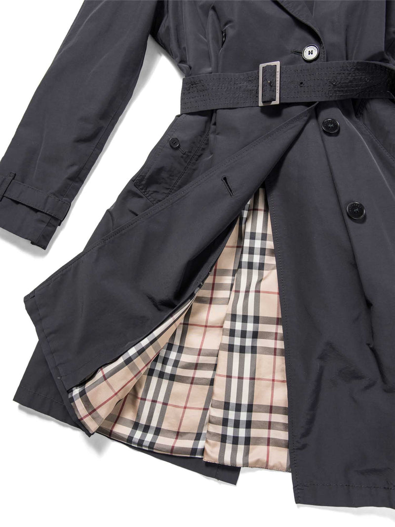 Burberry House Check Wool Lined Trench Coat Black-designer resale