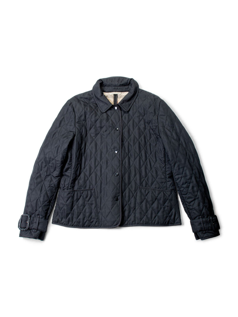 Burberry Logo Quilted Nova Check Buckle Jacket Black-designer resale