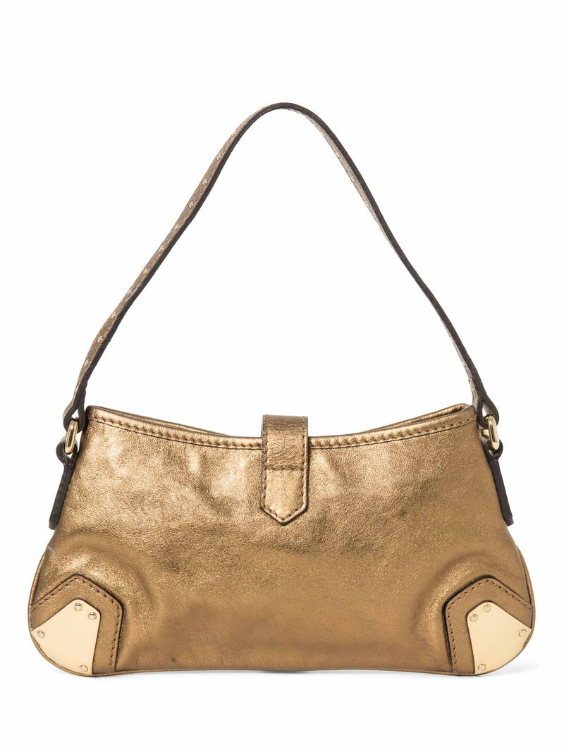 Burberry Logo Shimmer Leather Pochette Bag Brown-designer resale
