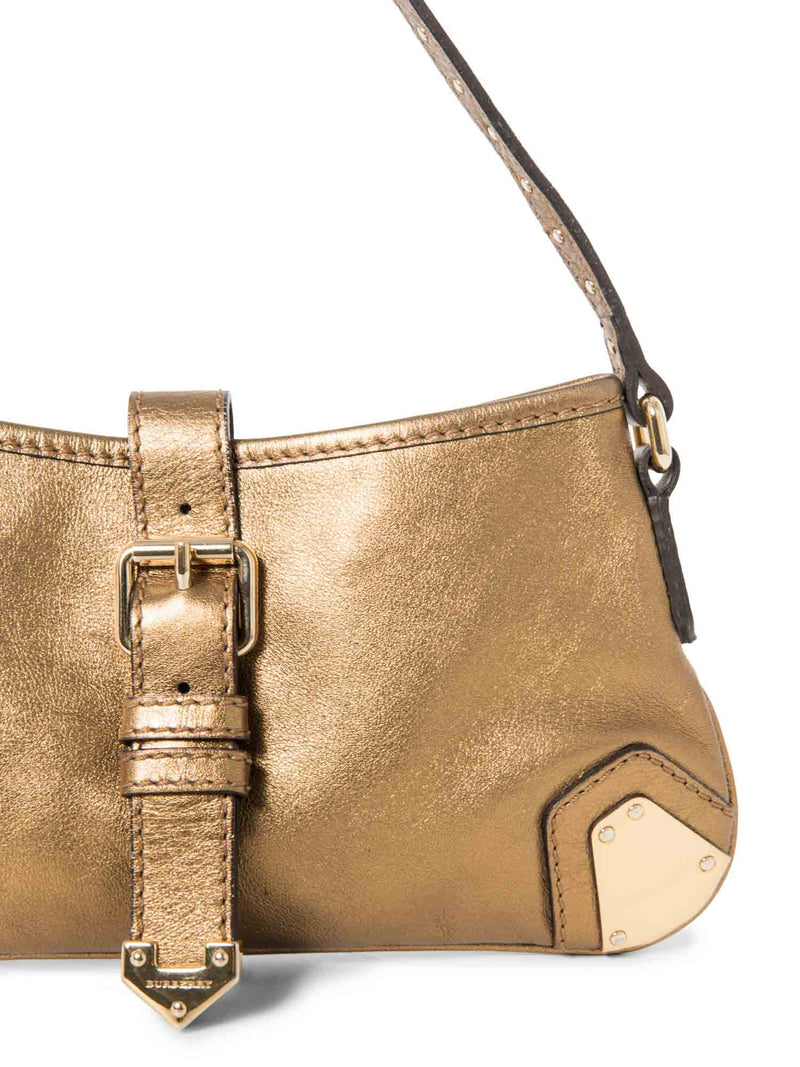 Burberry Logo Shimmer Leather Pochette Bag Brown-designer resale