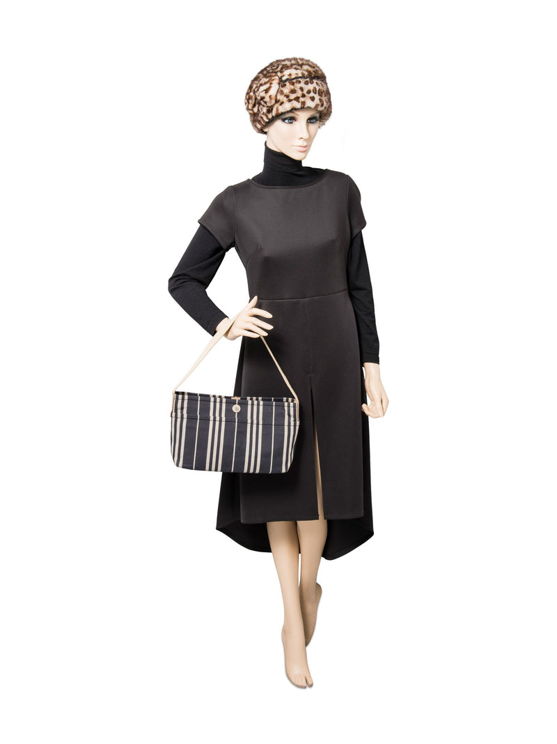 Burberry Logo Striped Canvas Tote Bag Navy Ivory-designer resale