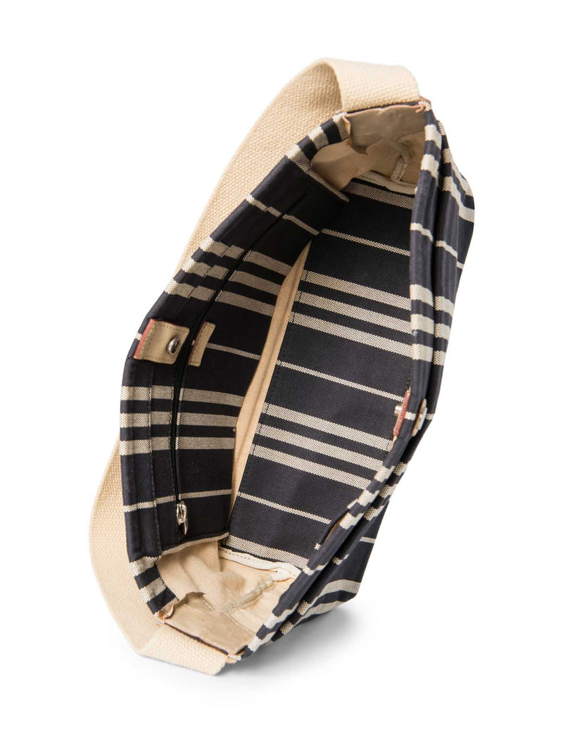 Burberry Logo Striped Canvas Tote Bag Navy Ivory-designer resale
