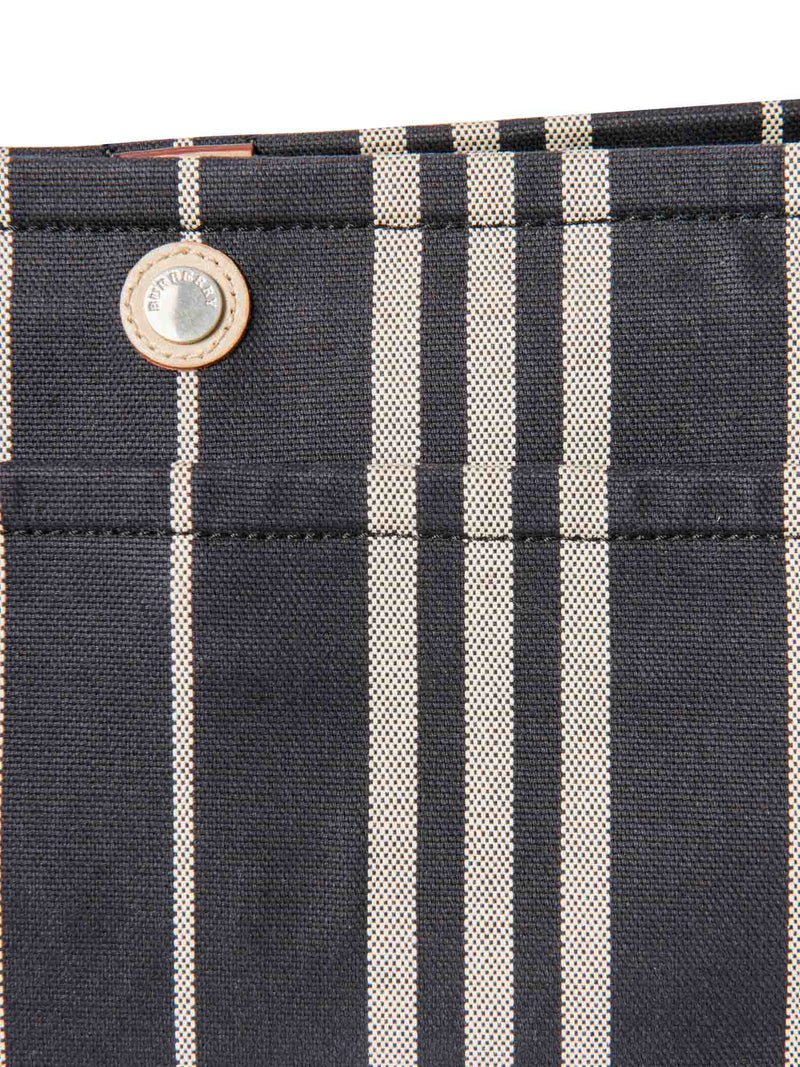Burberry Logo Striped Canvas Tote Bag Navy Ivory-designer resale