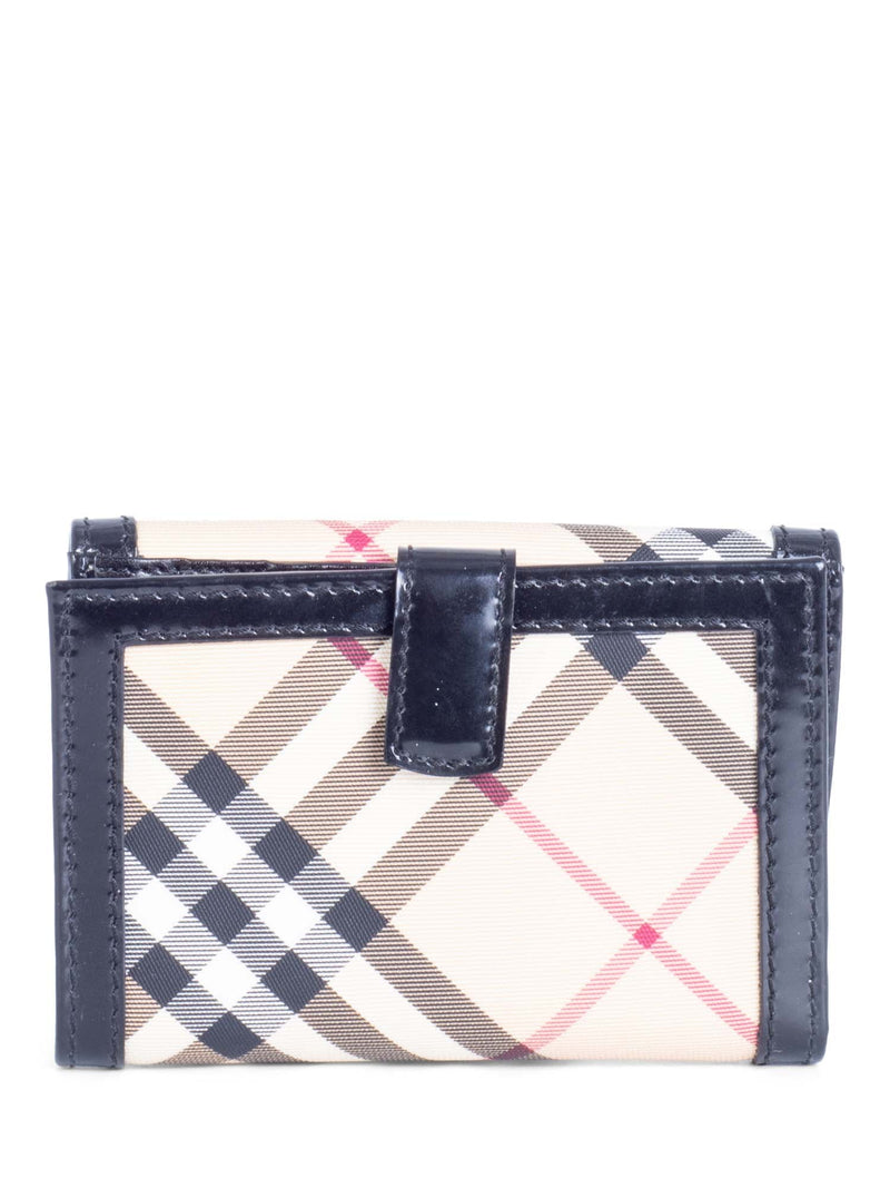 Burberry Nova Check Leather Buckle Wallet Beige Black Silver-designer resale