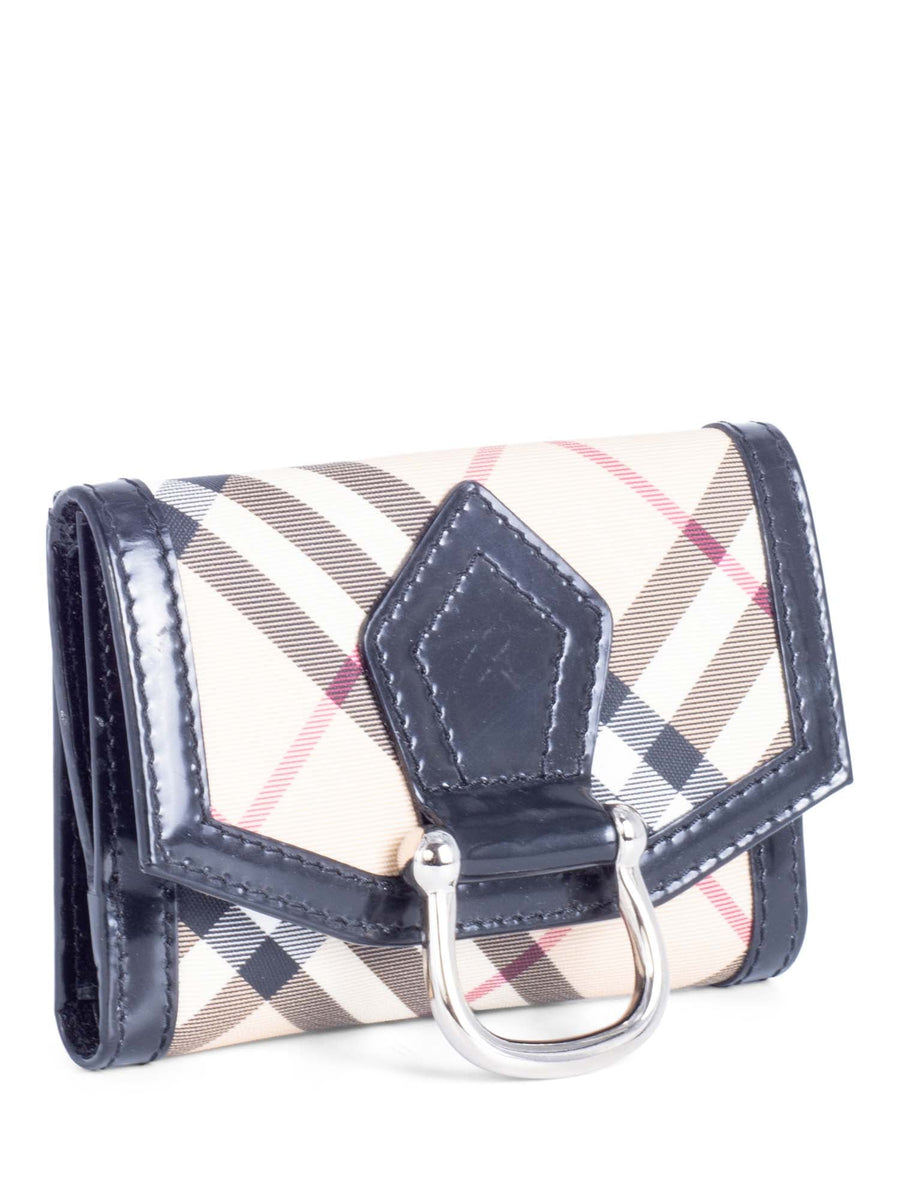 Burberry Nova Check Leather Buckle Wallet Beige Black Silver - Main Image