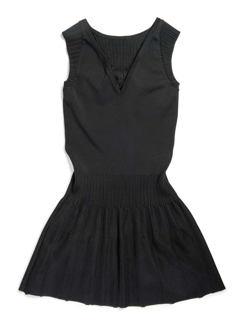 CHANEL CC Logo Bow Mini Dress Black White-designer resale