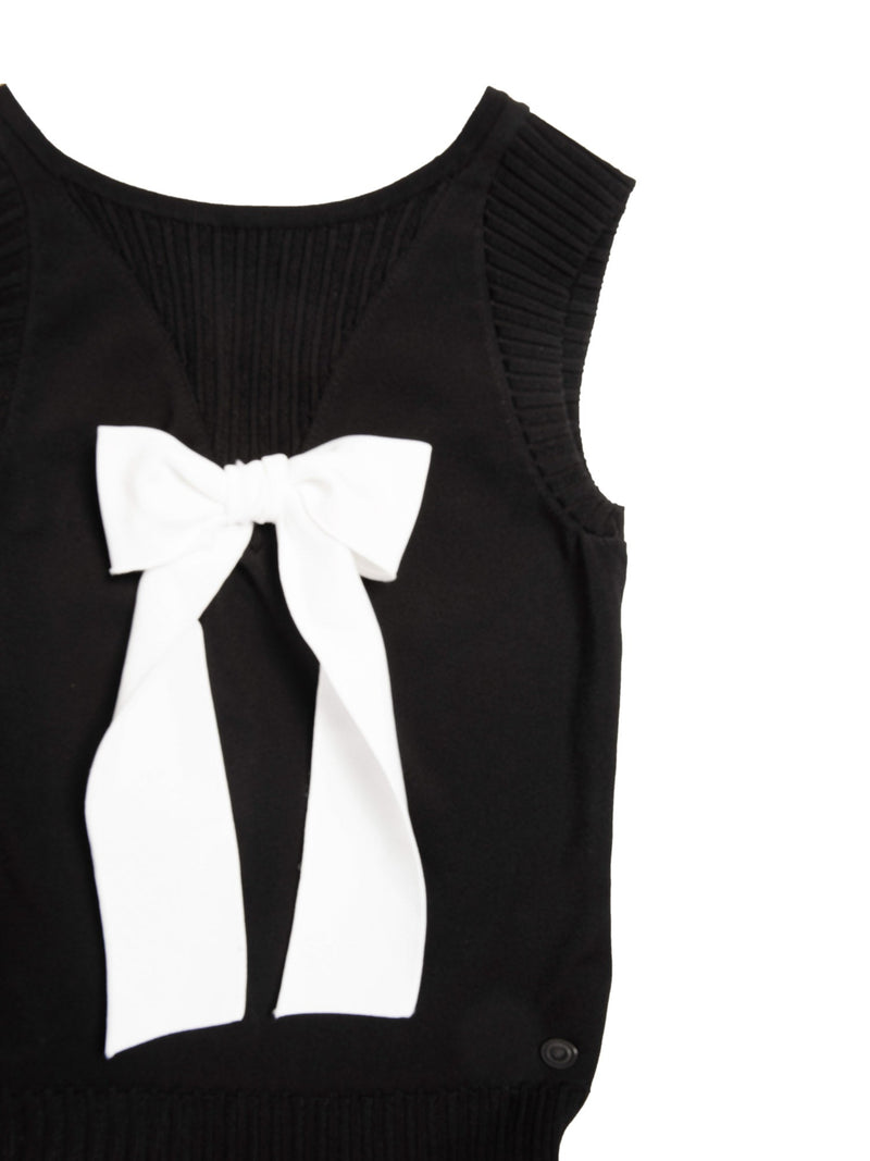 CHANEL CC Logo Bow Mini Dress Black White-designer resale