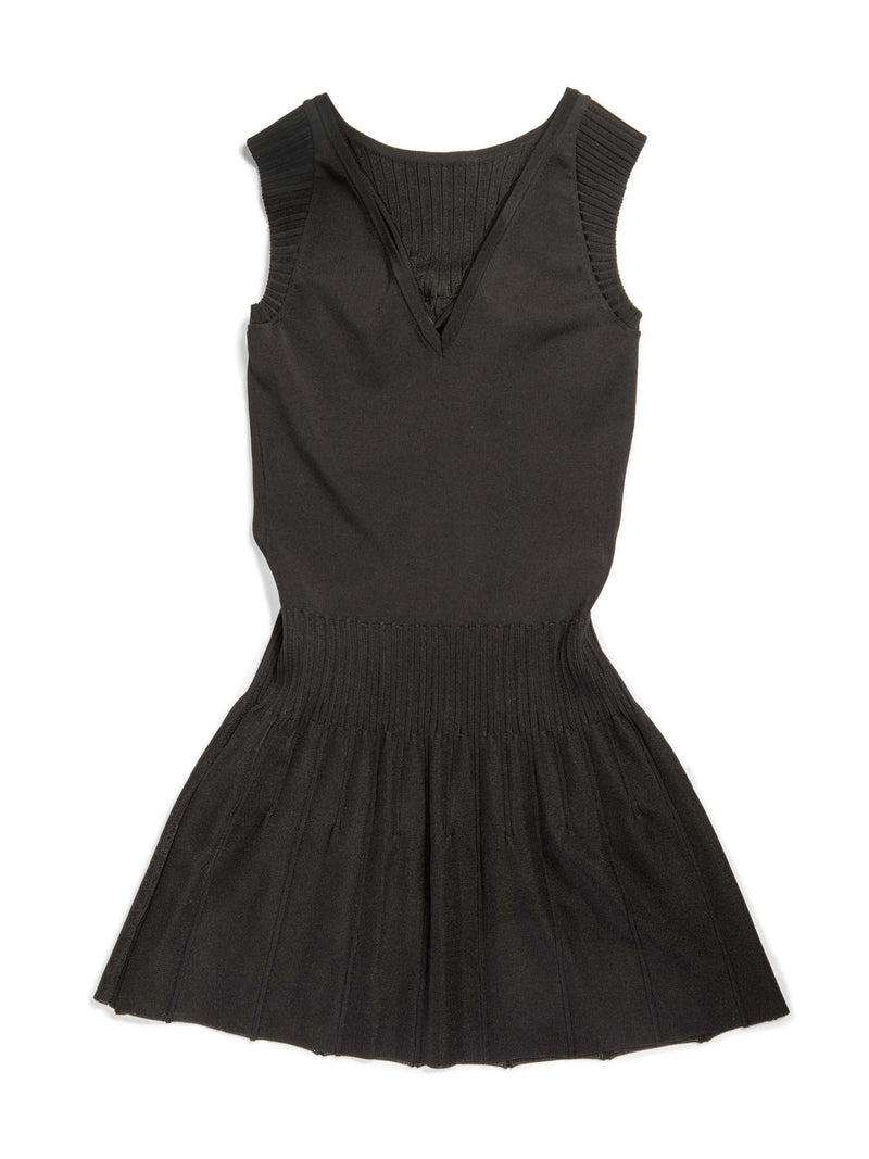 CHANEL CC Logo Bow Mini Dress Black White-designer resale