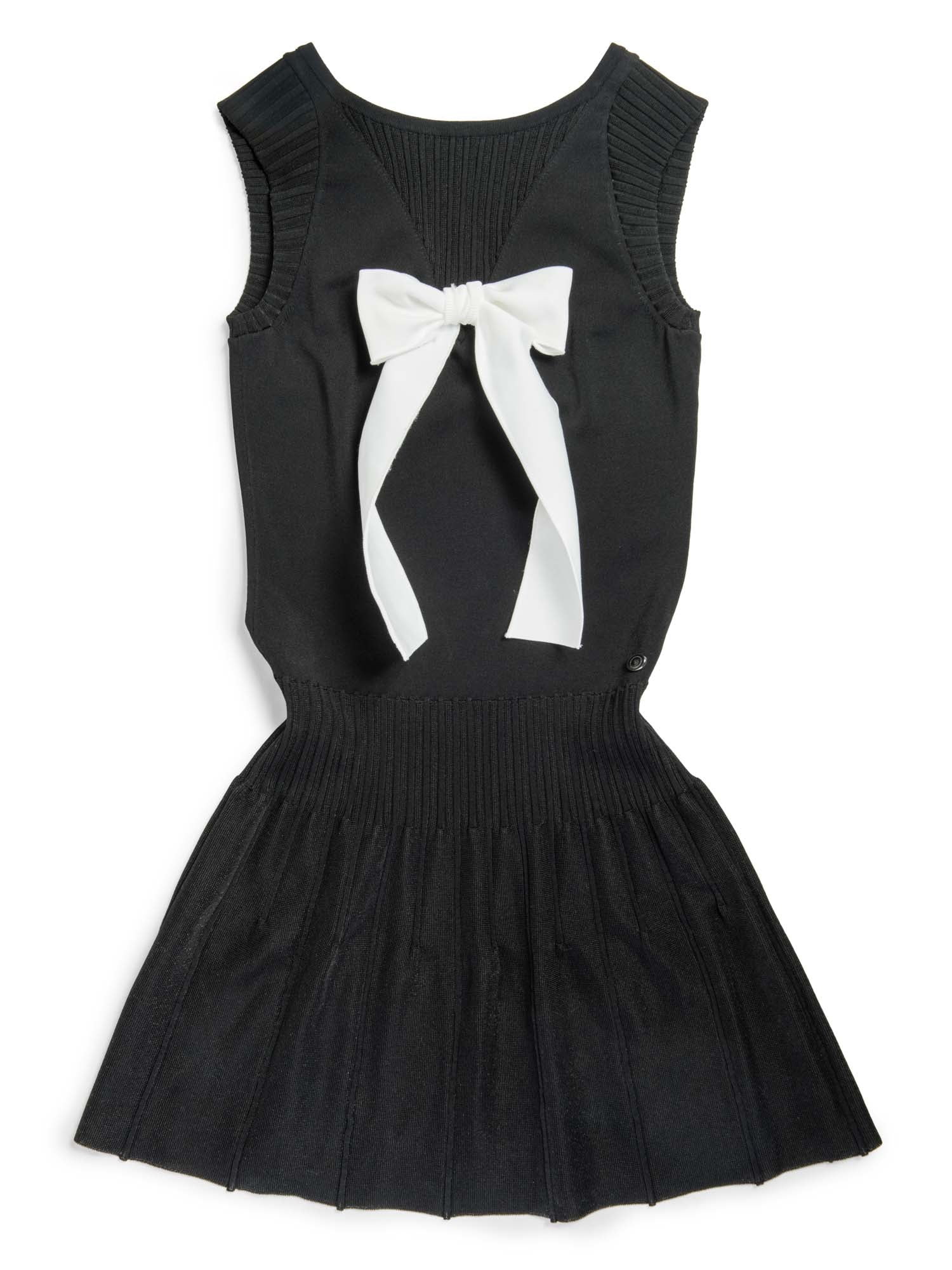CHANEL CC Logo Bow Mini Dress Black White-designer resale