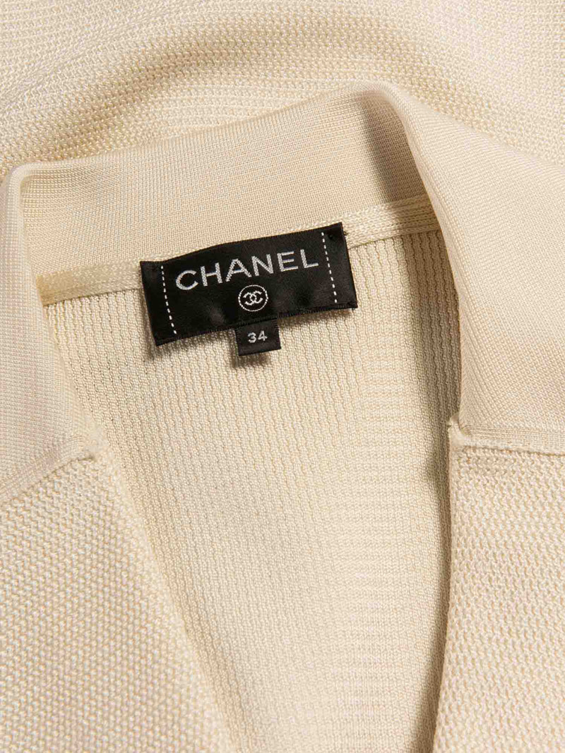CHANEL CC Logo Buttoned Knit Cardigan Pearlescent Ivory-designer resale