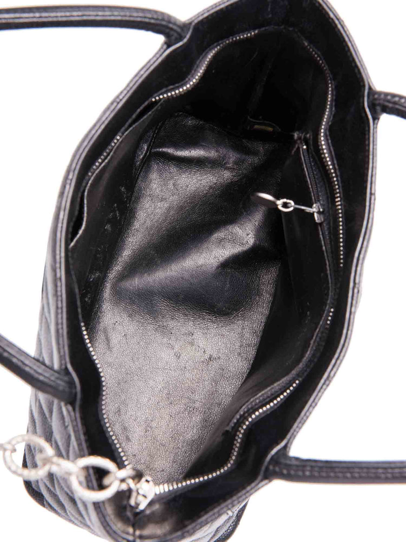 CHANEL CC Logo Caviar Cambon Handbag Black Silver-designer resale