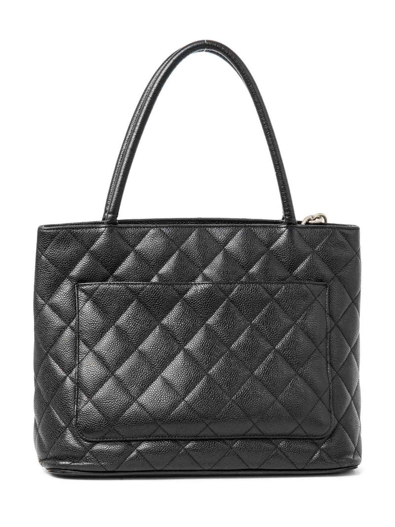 CHANEL CC Logo Caviar Cambon Handbag Black Silver-designer resale