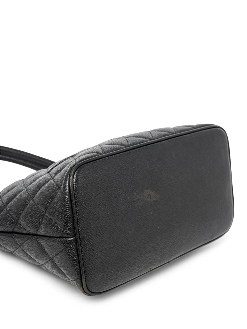 CHANEL CC Logo Caviar Cambon Handbag Black Silver-designer resale