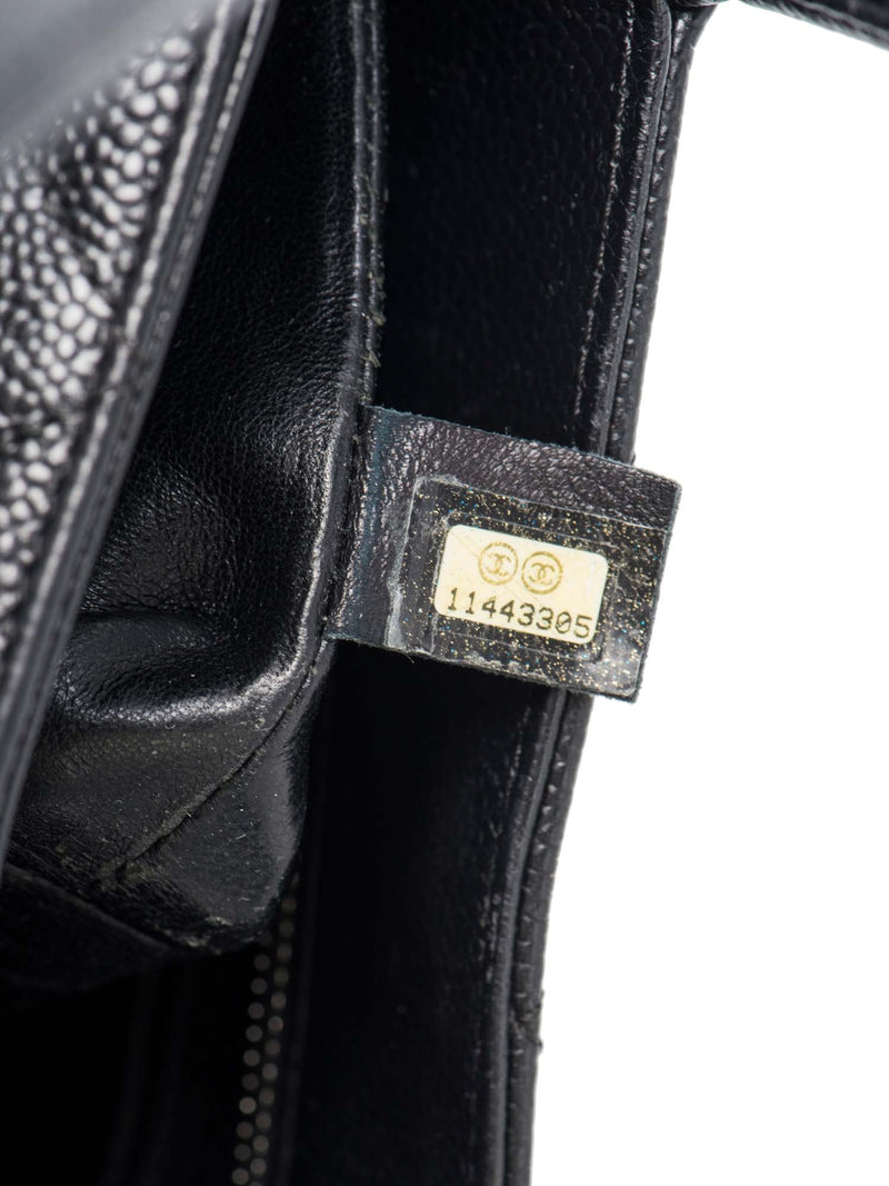 CHANEL CC Logo Caviar Cambon Handbag Black Silver-designer resale