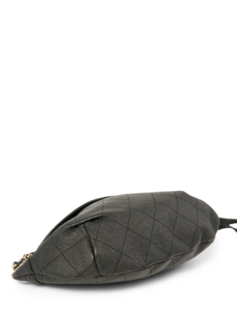 CHANEL CC Logo Caviar Leather Fanny Pack Waist Bag Black-designer resale