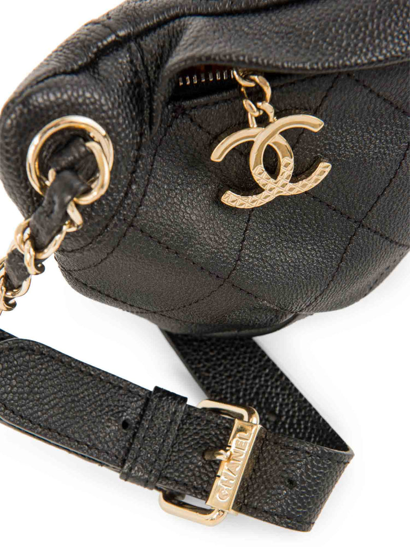 CHANEL CC Logo Caviar Leather Fanny Pack Waist Bag Black-designer resale