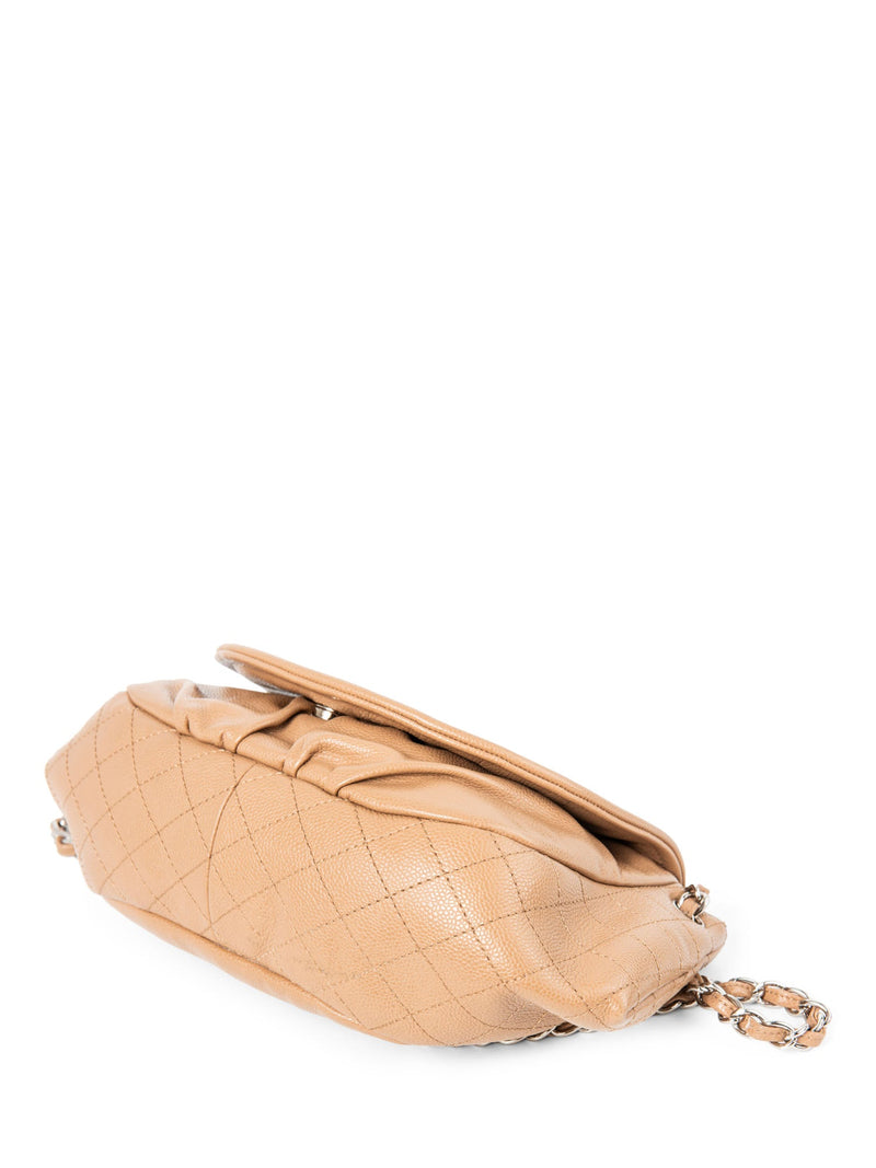 CHANEL CC Logo Caviar Leather Flap Messenger Bag Beige-designer resale