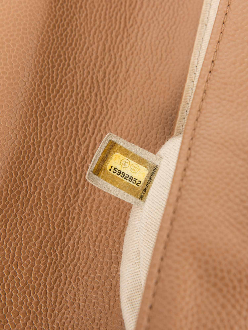 CHANEL CC Logo Caviar Leather Flap Messenger Bag Beige-designer resale