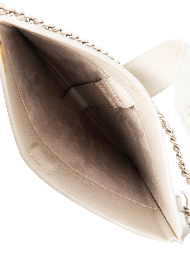 CHANEL CC Logo Caviar Messenger Bag Pearl Eggshell White-designer resale