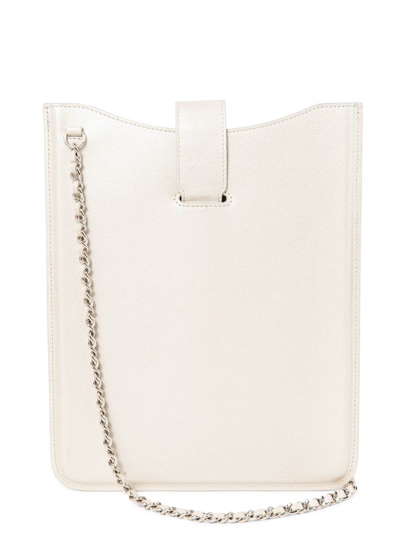 CHANEL CC Logo Caviar Messenger Bag Pearl Eggshell White-designer resale