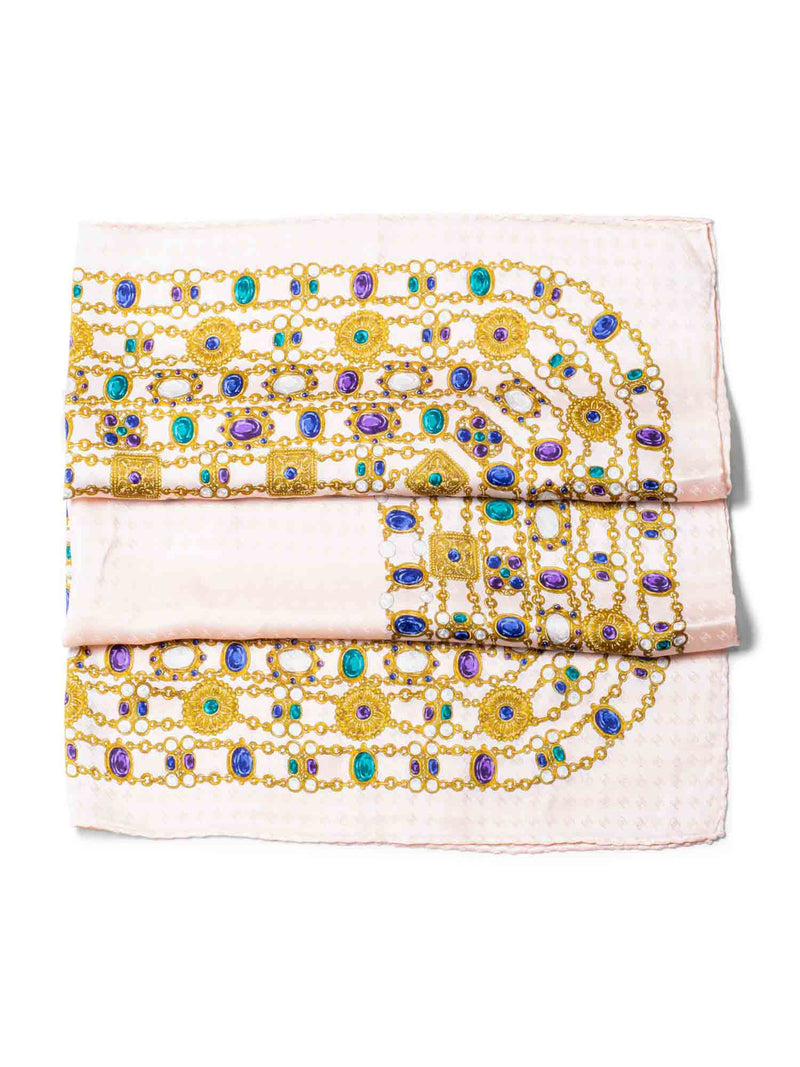 CHANEL CC Logo Gripoix Jewels Scarf Pink Multicolor-designer resale