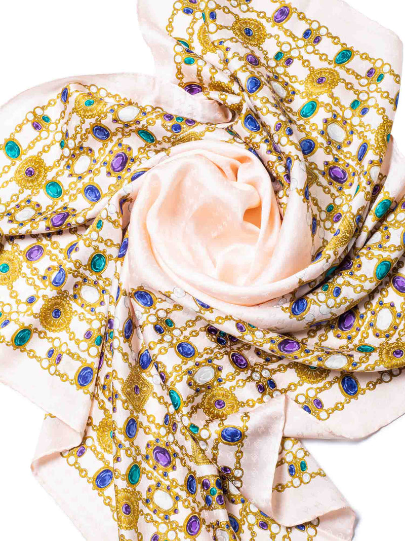 CHANEL CC Logo Gripoix Jewels Scarf Pink Multicolor-designer resale