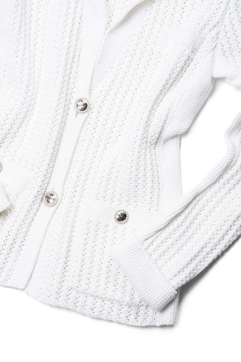 CHANEL CC Logo Knitted La Pausa Jacket White