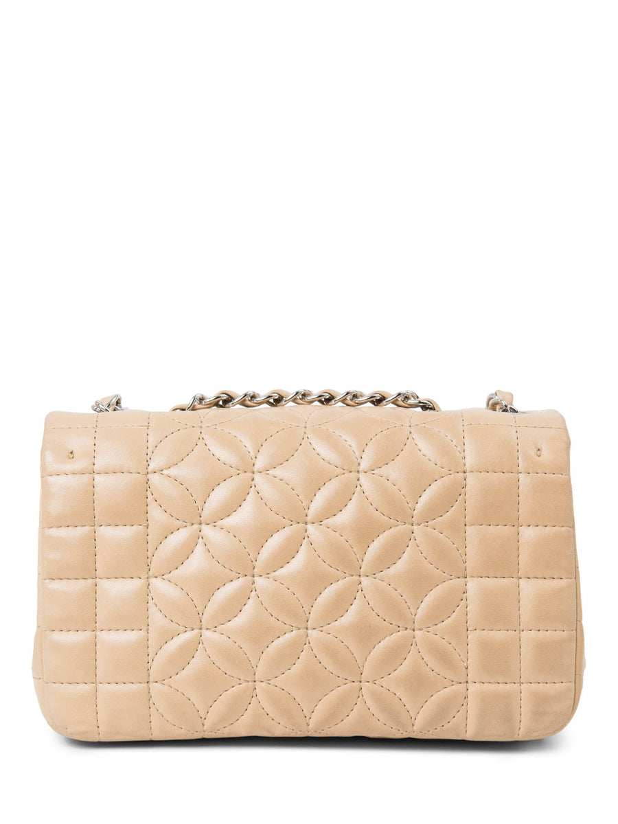 CHANEL CC Logo Quilted Camellia Leather Mini Bag Beige