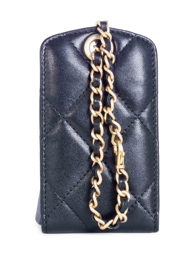 CHANEL CC Logo Quilted Leather 19 Credit Card Wallet Black Gold-designer resale