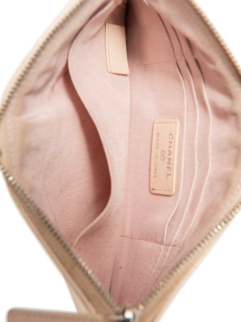 CHANEL CC Logo Quilted Leather Clutch Blush Pink-designer resale