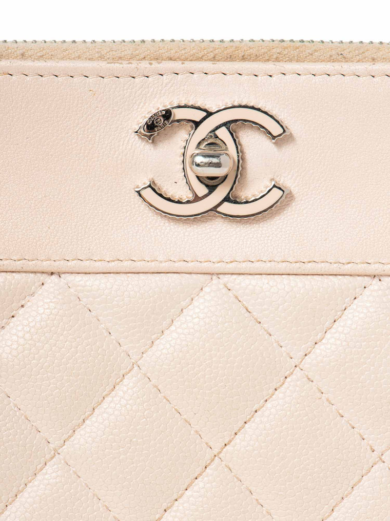 CHANEL CC Logo Quilted Leather Clutch Blush Pink-designer resale