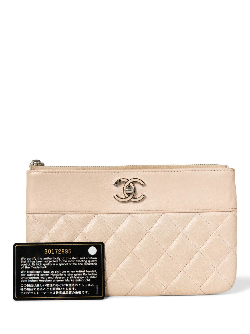 CHANEL CC Logo Quilted Leather Clutch Blush Pink-designer resale