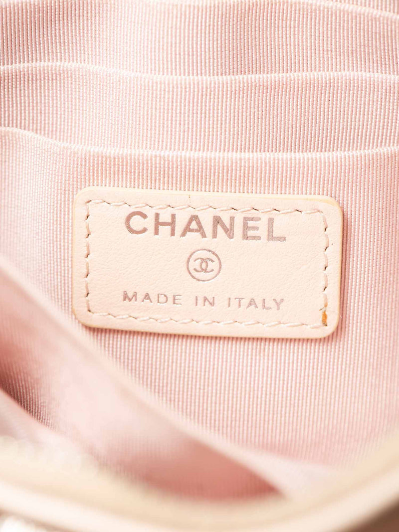 CHANEL CC Logo Quilted Leather Clutch Blush Pink-designer resale