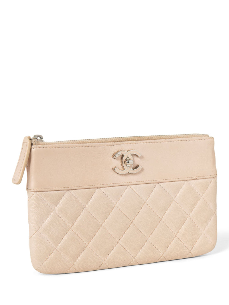 CHANEL CC Logo Quilted Leather Clutch Blush Pink-designer resale