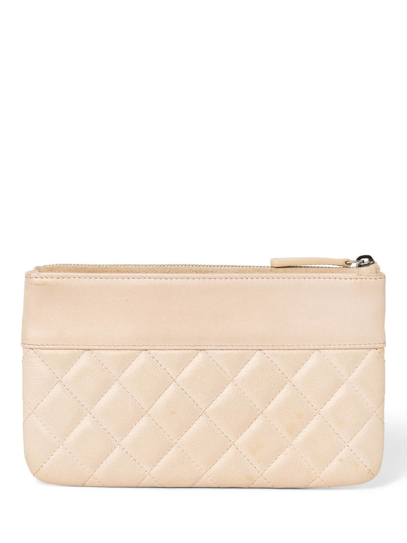 CHANEL CC Logo Quilted Leather Clutch Blush Pink-designer resale