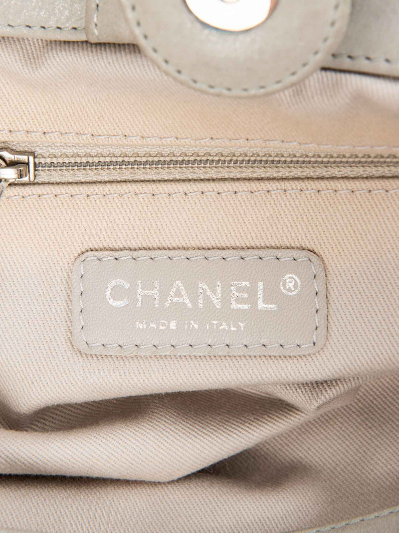 CHANEL CC Logo Quilted Leather Hydrangea Shopper Bag Gray-designer resale