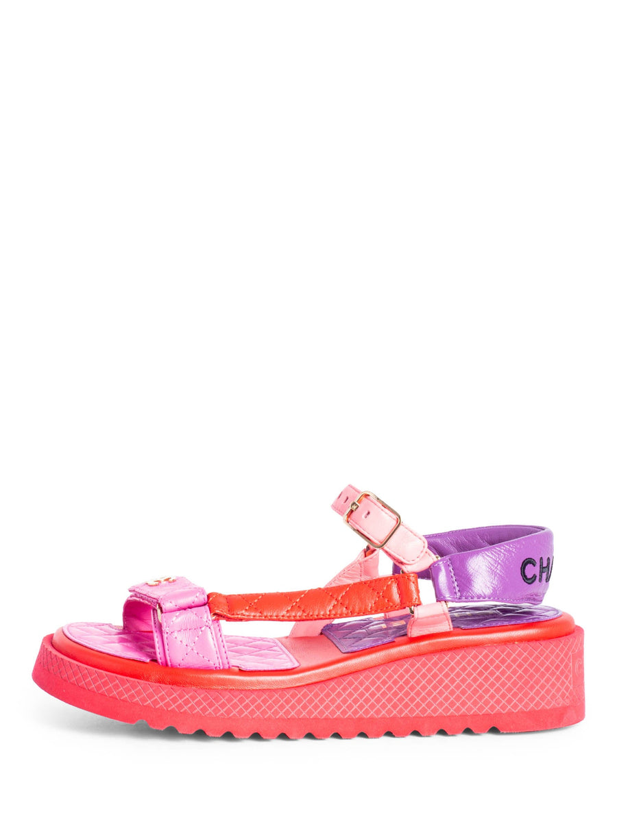 靴 Vintage Chanel Multicolor Sandals Chanel Multicolour Metallic Calfskin Sandals – MILNY PARLON