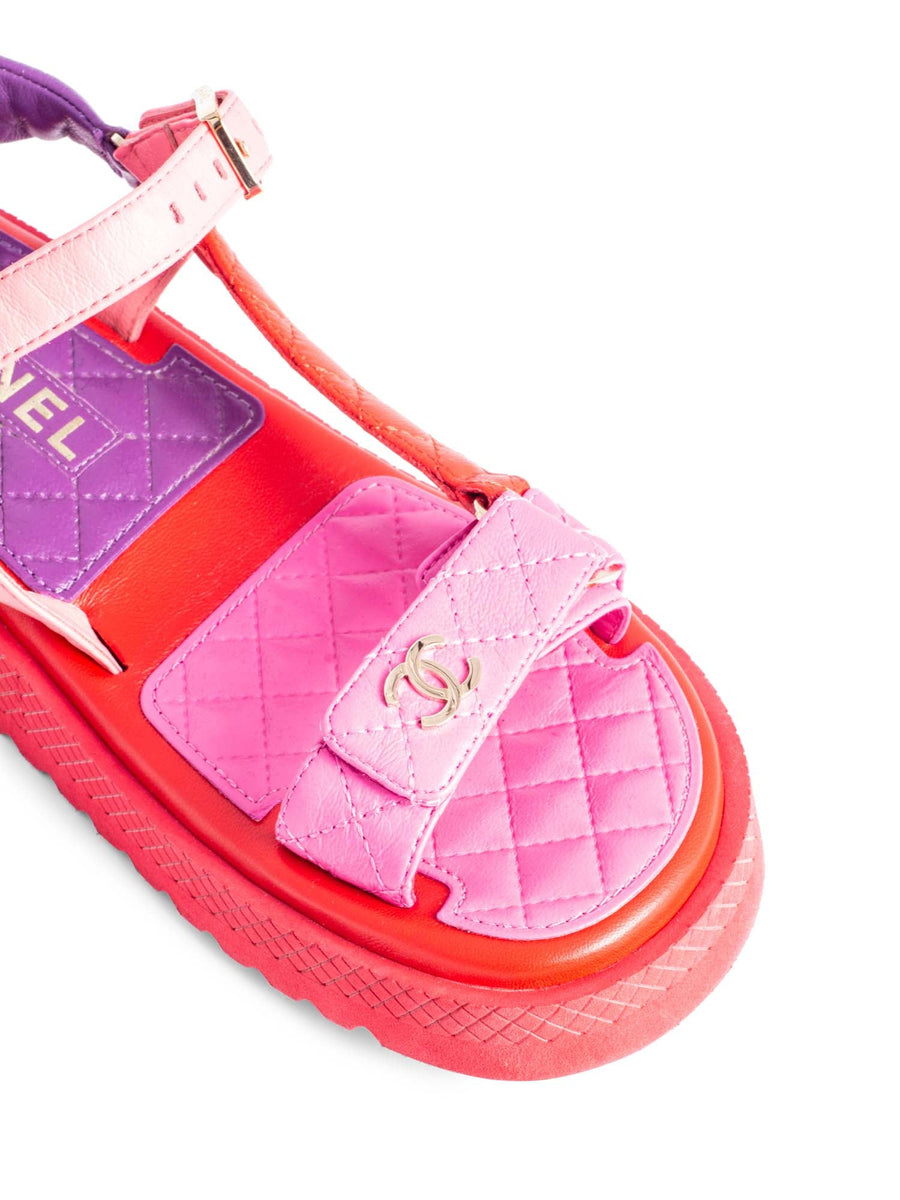 【デザイン可愛い♡】CHANEL サンダル CCロゴ 希少カラー☆ピンクのツイード】CHANEL CCロゴ サンダル (CHANEL