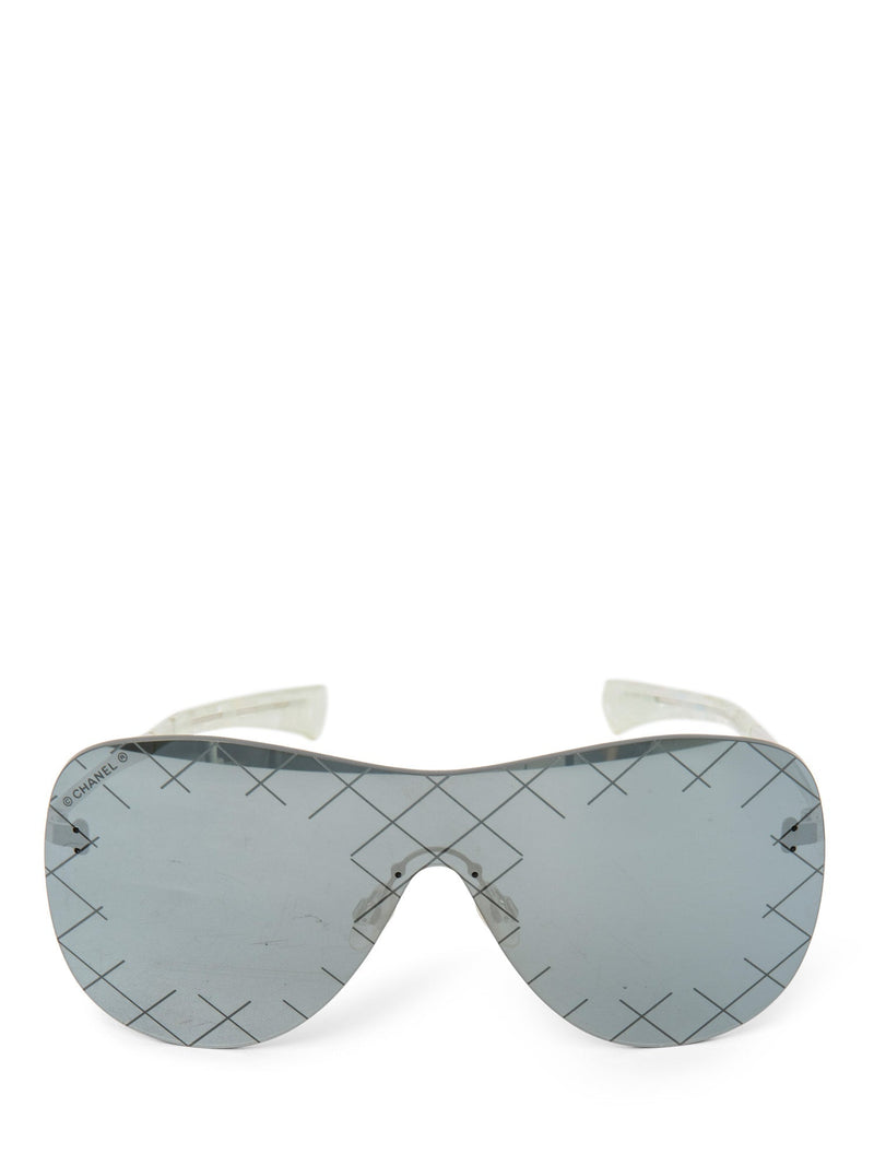 CHANEL CC Logo Runway Aviator Sunglasses Silver-designer resale
