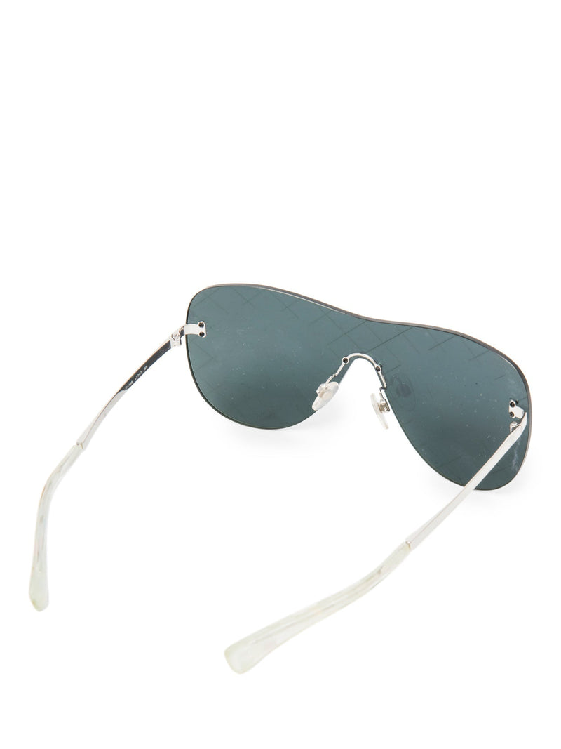CHANEL CC Logo Runway Aviator Sunglasses Silver-designer resale