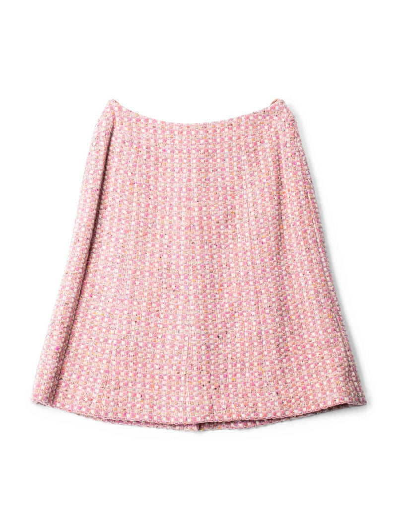 CHANEL CC Logo Tweed Cropped Jacket Skirt Suit Blush Pink-designer resale