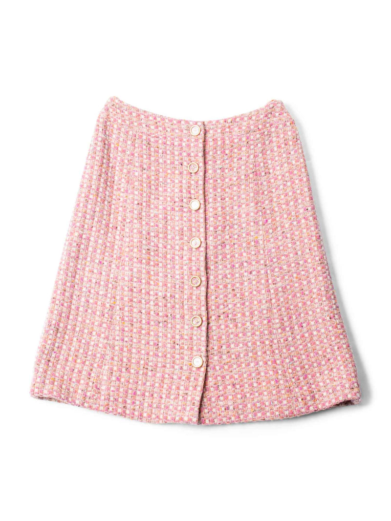CHANEL CC Logo Tweed Cropped Jacket Skirt Suit Blush Pink-designer resale