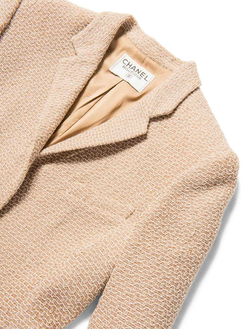 CHANEL CC Logo Tweed Jacket Beige White Silver-designer resale