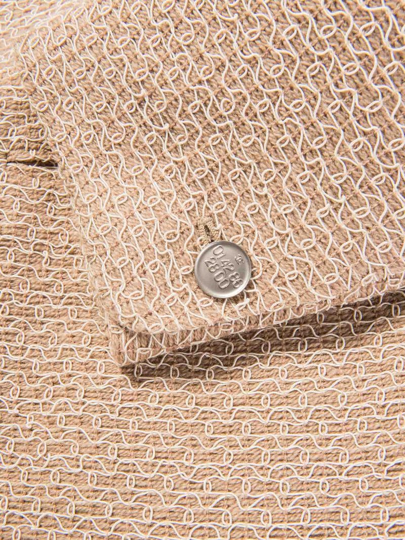 CHANEL CC Logo Tweed Jacket Beige White Silver-designer resale