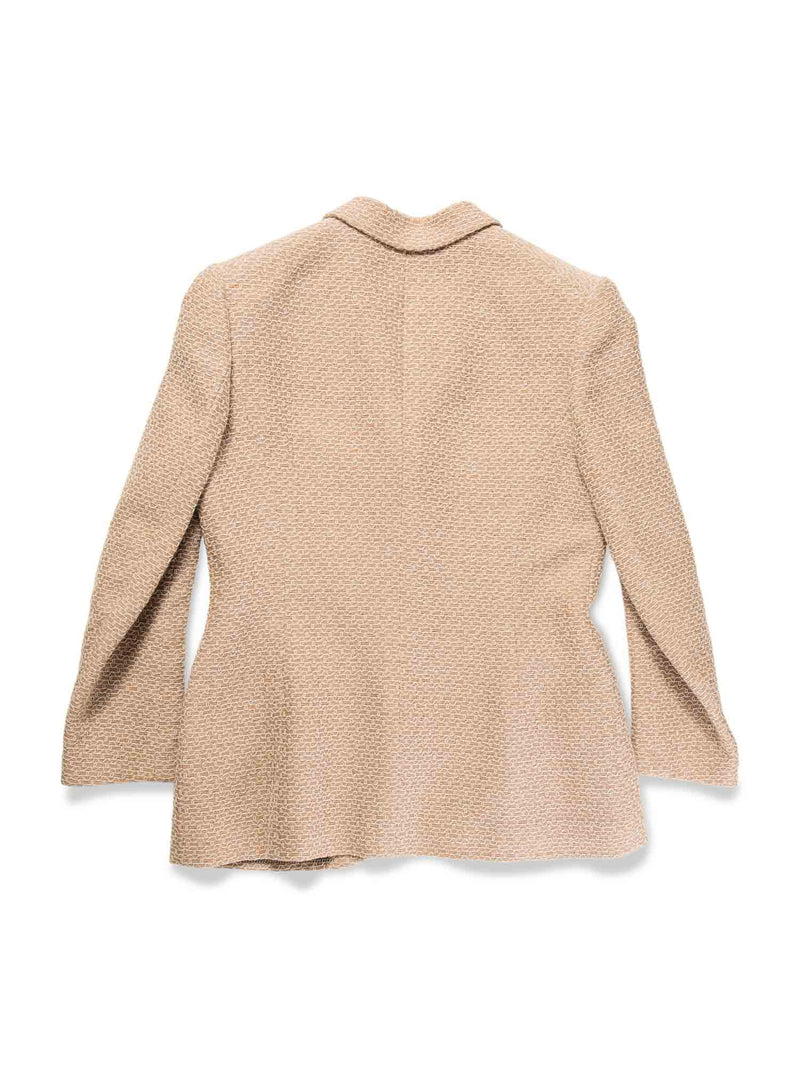 CHANEL CC Logo Tweed Jacket Beige White Silver-designer resale