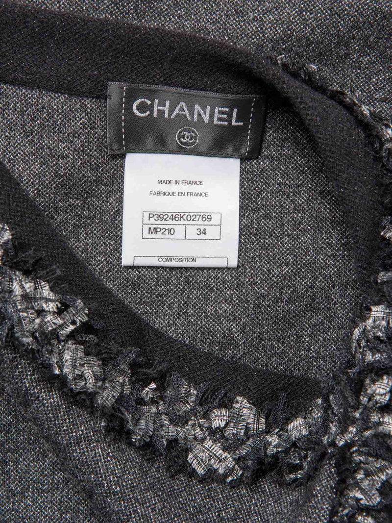 CHANEL Cashmere Silk Fringe Dress Heather Grey-designer resale