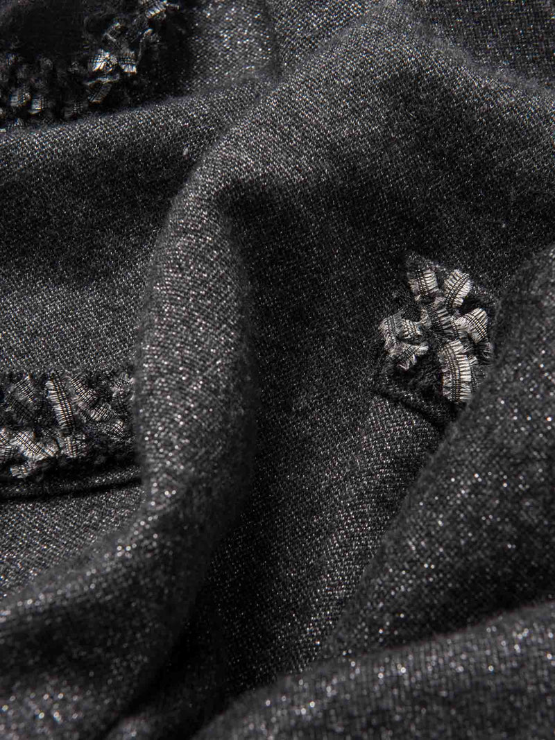 CHANEL Cashmere Silk Fringe Dress Heather Grey-designer resale